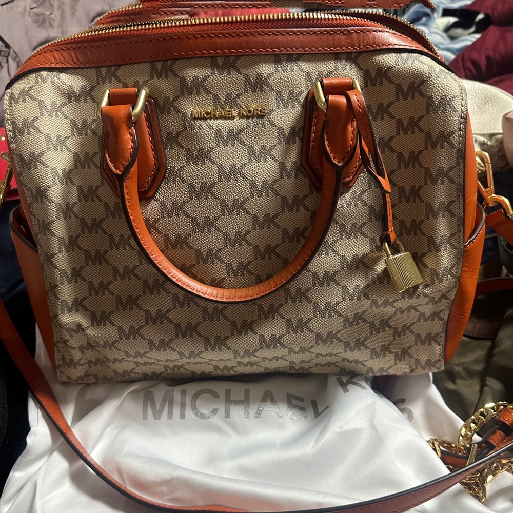 Orange Michael Kors Mercer duffle purse